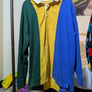 Colorblock Rugby Shirt in Green, Yellow, and Blue